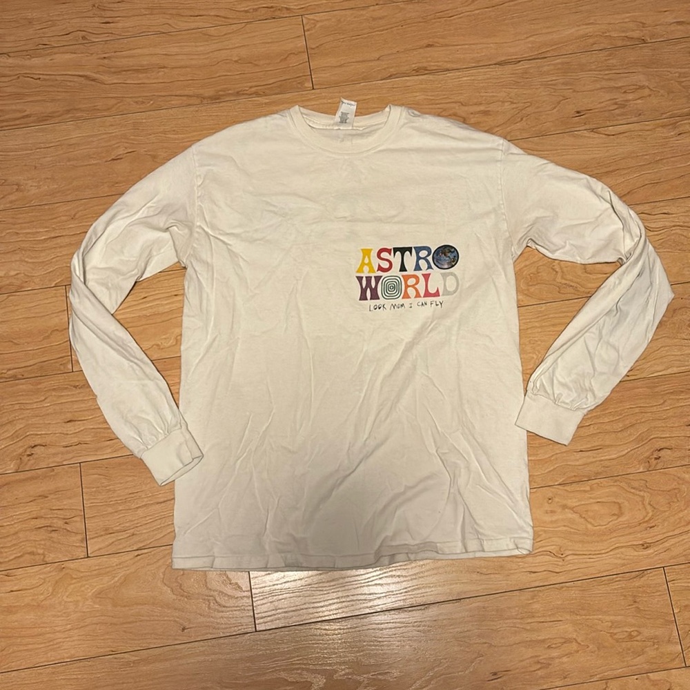 white astroworld graphic long sleeve t shirt